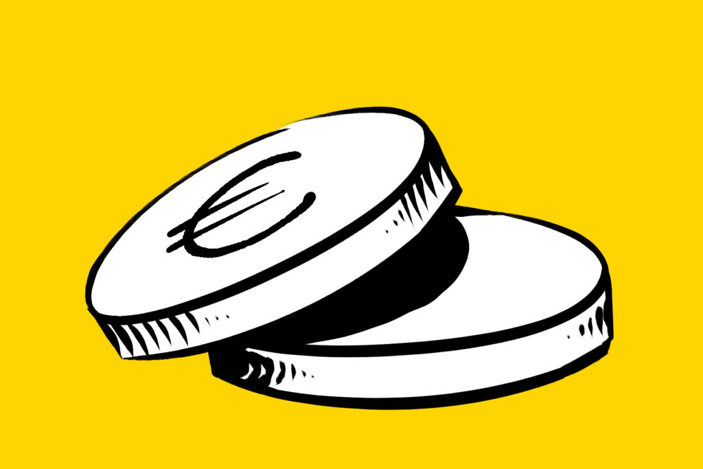 Illustration: zwei Münzen auf gelber Fläche