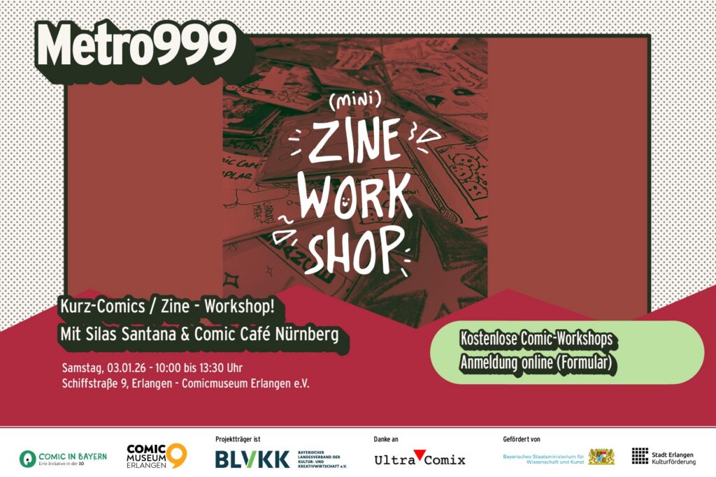 Zine-Workshop Bild läd ein zu einen workshop im comic cafe